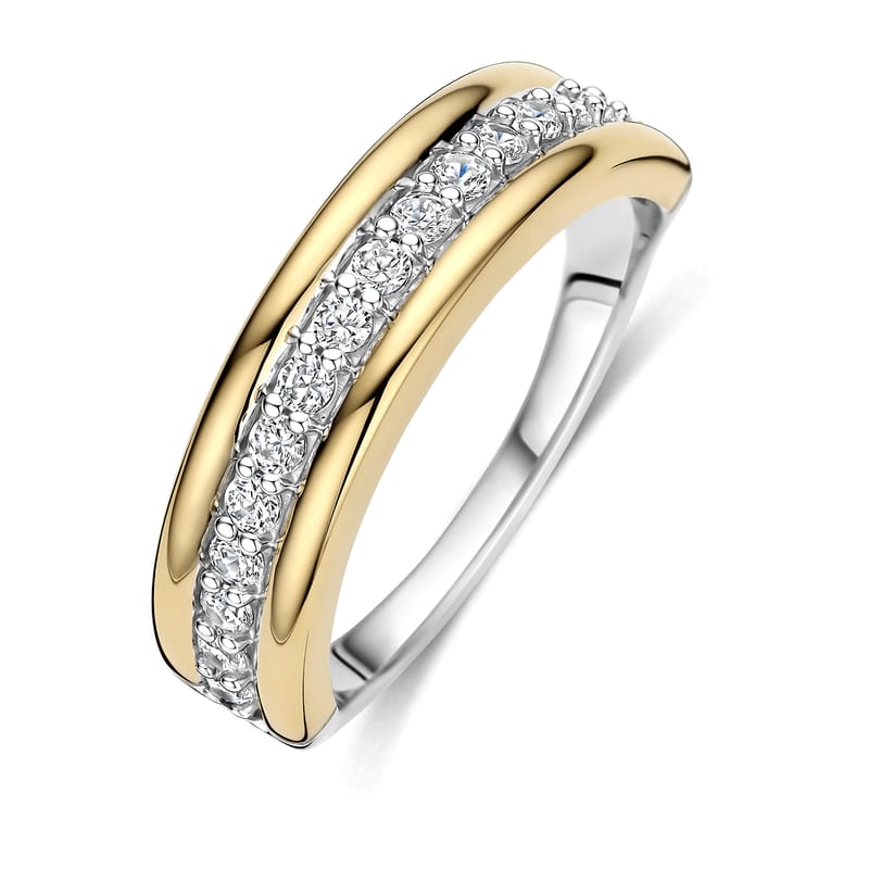 Triple Band Zirkonia Ring Goudkleurig — Ti Sento juwelen