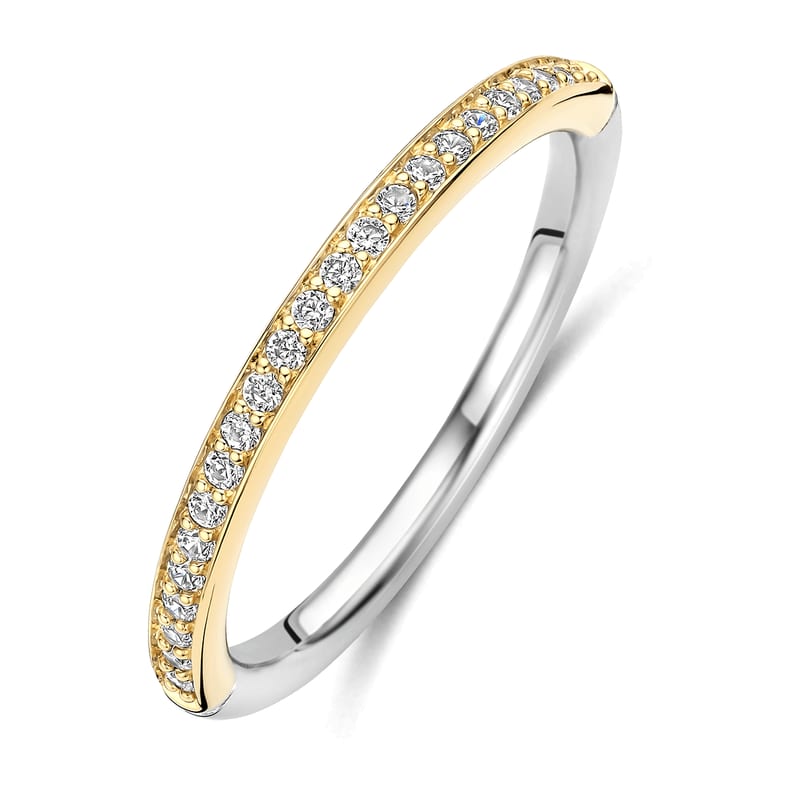 Dunne Zirkonia Ring Goudkleurig — Ti Sento juwelen