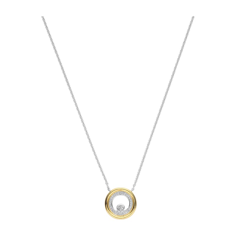 Zirkonia Dubbele Cirkel Ketting — Ti Sento juwelen