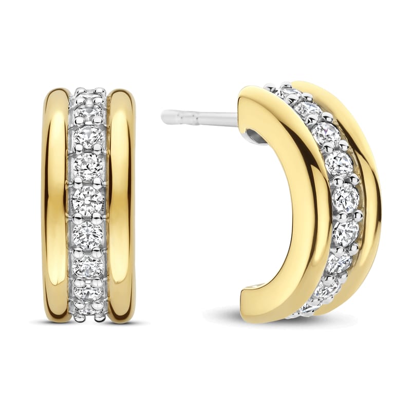Triple Band Zirkonia Hoops Goudkleurig — Ti Sento juwelen