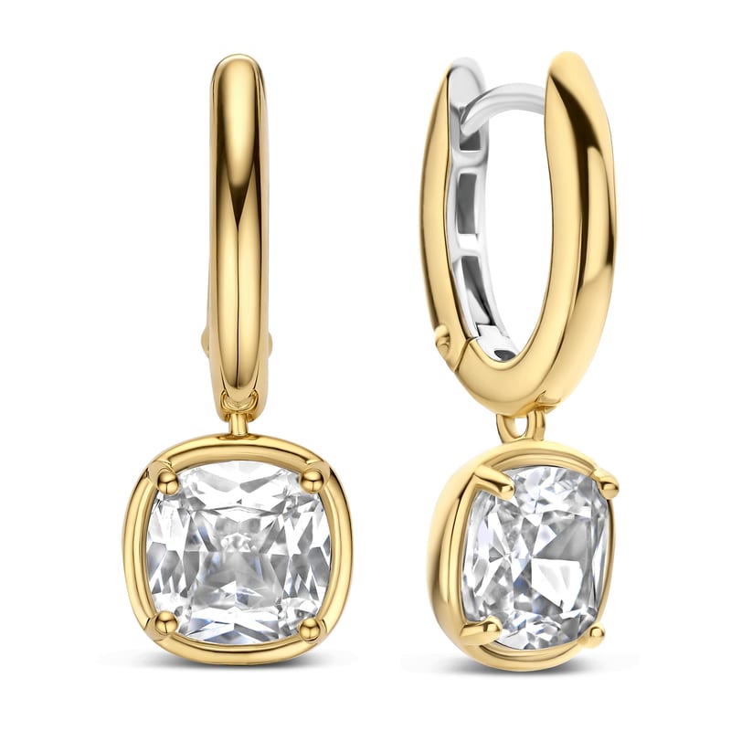 Zirkonia Cushion Hoops Goudkleurig — Ti Sento juwelen