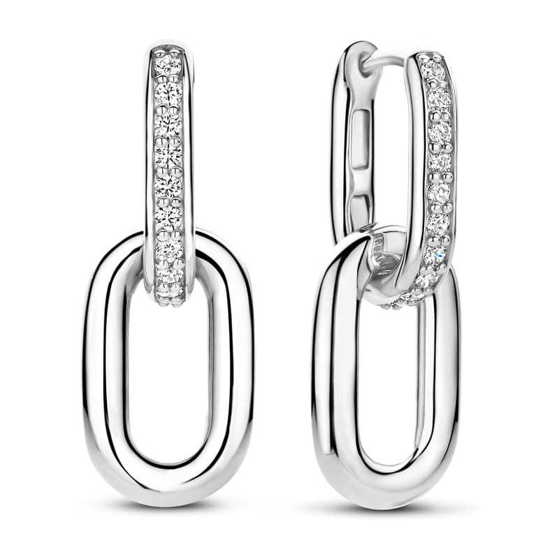 Signature Zirkonia Schakel Hoops — Ti Sento juwelen